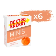 Zestaw 6 opakowań glukozy DEXTRO ENERGY Minis o smaku brzoskwiniowym 50g