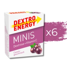 Zestaw 6 opakowań glukozy DEXTRO ENERGY Minis o smaku czarnej porzeczki 50g