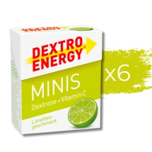 Zestaw 6 opakowań glukozy DEXTRO ENERGY Minis o smaku limonki 50g