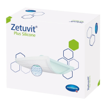 Zetuvit Plus Silicone 10x20 cm, opatrunek z superabsorbentem i silikonową warstwą kontaktową, 1 szt.