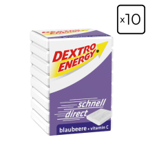 Zestaw 10 kostek glukozy Dextro Energy borówka z witaminą C 46g (8 pastylek)