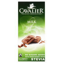 Czekolada mleczna ze stewią Cavalier, bez cukru, 85g