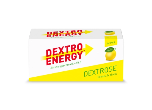 NOWOŚĆ! Glukoza Dextro Energy cytryna z witaminą C 138 g  (3 x  46 g),  3 opakowania x 8 pastylek