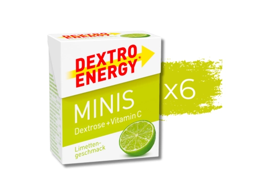 Zestaw 6 opakowań glukozy DEXTRO ENERGY Minis o smaku limonki 50g