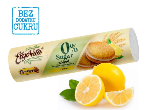 Ciastka-markizy z kremem o smaku cytrynowym bez dodatku cukru Elgovita 180g