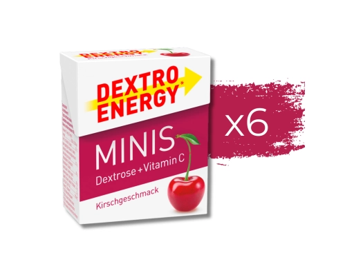 Zestaw 6 opakowań glukozy DEXTRO ENERGY Minis o smaku wiśniowym 50g