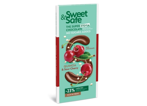 Mleczna czekolada - quinoa i wiśnia słodzona stewią Sweet&Safe 90 g