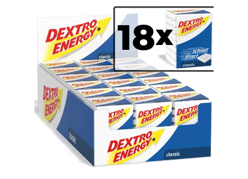 Zestaw 18 kostek glukozy DEXTRO ENERGY Classic – 40g (8 pastylek)