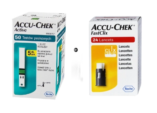 Zestaw Paski do glukozy Accu-Chek® Active 50 sztuk + Lancety Accu-Chek Fastclix 24 sztuki