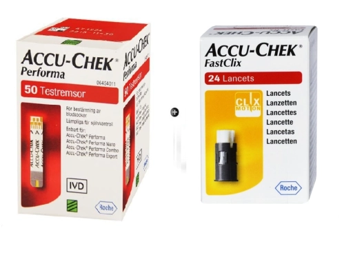 Zestaw Paski do glukozy Accu-Chek® Performa 50 sztuk + Lancety Fastclix 24 sztuki