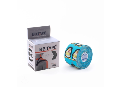 BB Kinesiology Tape – taśma kinezjologiczna 5 cm x 5 m, niebieska pingwin
