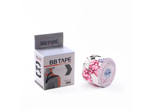 BB Kinesiology Tape – taśma kinezjologiczna 5 cm x 5 m, biała w kokardy