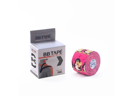 BB tape taśma kinezjologiczna 5 cm x 5 m - różowa pingwin