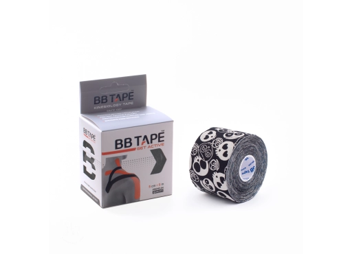 BB tape taśma kinezjologiczna 5 cm x 5 m - czarna czaszki