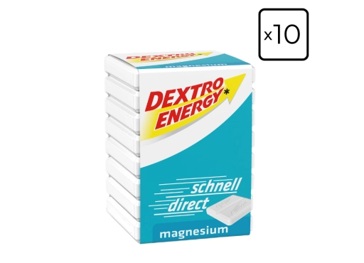Zestaw 10 kostek glukozy Dextro Energy z dodatkiem magnezu 46g (8 pastylek)