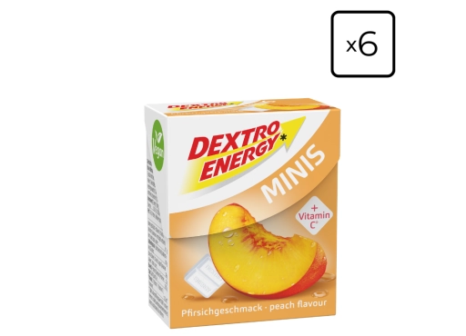 Zestaw 6 opakowań glukozy DEXTRO ENERGY Minis o smaku brzoskwiniowym 50g