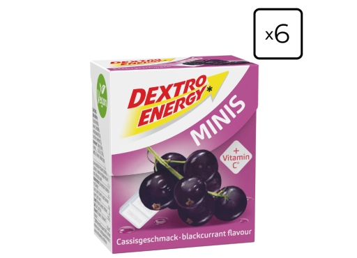Zestaw 6 opakowań glukozy DEXTRO ENERGY Minis o smaku czarnej porzeczki 50g