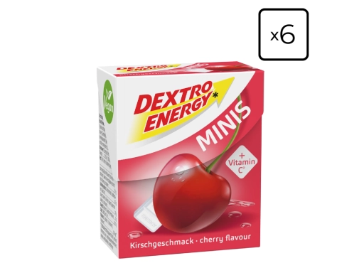 Zestaw 6 opakowań glukozy DEXTRO ENERGY Minis o smaku wiśniowym 50g