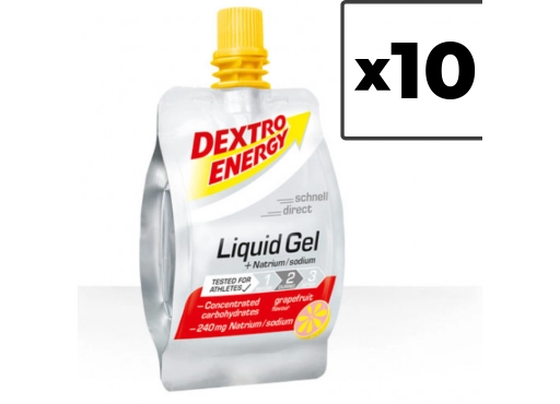 Zestaw 10 opakowań Dextro Energy płynny żel o smaku grejpfrutowym (z sodem)