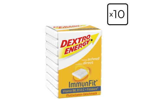 Zestaw 10 kostek Glukozy DEXTRO ENERGY ImmunFit o smaku multiwitaminy 46g