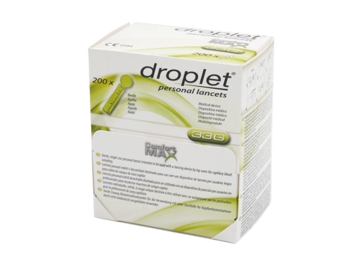 Lancety Droplet 33G (0,20mm) uniwersalne op. 200 sztuk