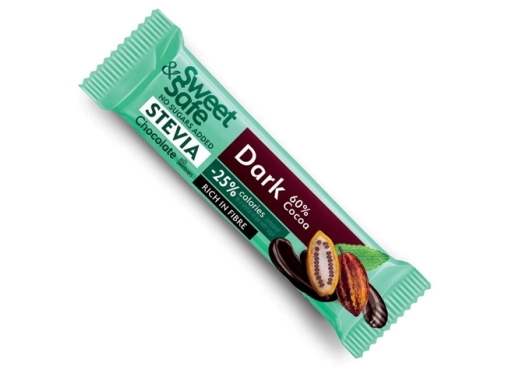 Baton z deserowej czekolady 60% kakao, słodzony stewią SweetSafe, 25g