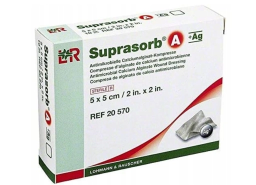 Suprasorb® A+Ag - 5x5cm - 1 szt - przeciwbakteryjny opatrunek z alginianu wapnia i srebrem