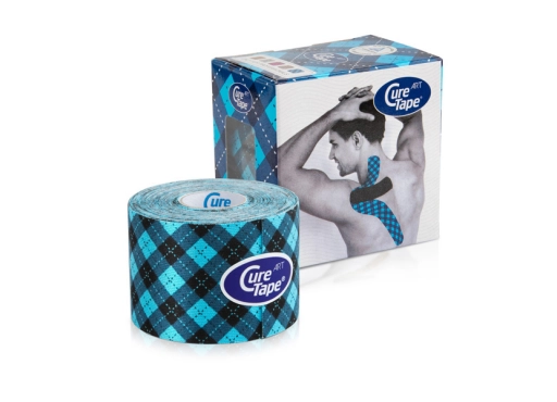 CureTape ART - taśma kinezjologiczna 5 cm x 5 m,  TIGER TARTAN BLUE