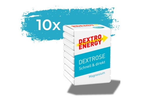 Zestaw 10 kostek glukozy Dextro Energy z dodatkiem magnezu 46g (8 pastylek)